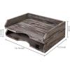 MyGift Set of 2 Torched Wood Stacking Desk Paper Tray, Office Desktop Stackable Document File Folder and Mail Holder Organizer Tray