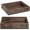 MyGift Set of 2 Vintage Distressed Finish Brown Wood Stackable Office Desktop Document Letter Paper Tray(Brown*2)