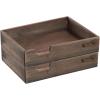 MyGift Set of 2 Vintage Distressed Finish Brown Wood Stackable Office Desktop Document Letter Paper Tray(Brown*2)