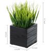 MyGift Set of 3 Fake Plants, Small Artificial Potted Plants Indoor in Clear Glass Pot, 9.5 Inch Faux Plant for Home Decor(Black Wood)