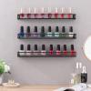 MyGift Set of 3 Wall-Mounted Black Metal Nail Polish and Essential Oils Display Shelves, Kitchen Spice Jars Rack(Black)