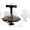 MyGift Solid Burnt Wood Serving Beer Whiskey Flight Set Tray with Industrial Black Metal Pipe Carrying Handle and 4 Small Snifter Style Tasting Beer Glasses, Set of 2(2 Pack)