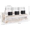 MyGift Solid Whitewashed Wood Kitchen Countertop Flatware Utensil Holder, Casual Dining Flatware Caddy with 3 Mason Jars and Chalkboard Labels