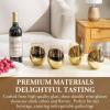 MyGift Stemless Wine Glasses Set of 4 – Copper Accent Modern Barware, Elegant Wedding & Celebration Cups with Luxe Metallic Finish, Dishwasher Safe(Amber / Gold-4)