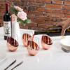 MyGift Stemless Wine Glasses Set of 4 – Copper Accent Modern Barware, Elegant Wedding & Celebration Cups with Luxe Metallic Finish, Dishwasher Safe(Copper-4)