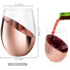 MyGift Stemless Wine Glasses Set of 4 – Copper Accent Modern Barware, Elegant Wedding & Celebration Cups with Luxe Metallic Finish, Dishwasher Safe(Copper-4)