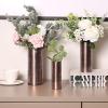 MyGift Tall Modern Vintage Metal Tabletop Flower Vase in Bronze-Tone Finish, Cylindrical Wedding Centerpiece Floral Vase for Faux Floral, Stems and Reeds, 3 Piece Set, Handcrafted in India