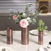 MyGift Tall Modern Vintage Metal Tabletop Flower Vase in Bronze-Tone Finish, Cylindrical Wedding Centerpiece Floral Vase for Faux Floral, Stems and Reeds, 3 Piece Set, Handcrafted in India