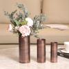 MyGift Tall Modern Vintage Metal Tabletop Flower Vase in Bronze-Tone Finish, Cylindrical Wedding Centerpiece Floral Vase for Faux Floral, Stems and Reeds, 3 Piece Set, Handcrafted in India