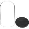 MyGift The Bell Jar Glass Cloche with Rustic Wood Base, 10 Inch Tall Clear Decorative Glass Dome Display for Plants, Curios, Keepsakes, Heirlooms(Black)