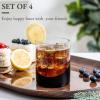 MyGift Tilted Crystal Whiskey Glasses Set of 4 Tumblers, Old Fashioned Scotch & Bourbon Glass, Includes Gift Box(Black / Gold)