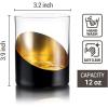 MyGift Tilted Crystal Whiskey Glasses Set of 4 Tumblers, Old Fashioned Scotch & Bourbon Glass, Includes Gift Box(Black / Gold)