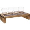MyGift Torched Solid Wood Tasting Beer Glass Gift Set with 4 Tasting Beer Glasses and Serving Tray with Erasable Chalkboard Label (Brown)(Brown)