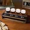 MyGift Torched Solid Wood Tasting Beer Glass Gift Set with 4 Tasting Beer Glasses and Serving Tray with Erasable Chalkboard Label (Brown)(Burnt Wood)