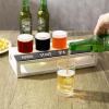 MyGift Torched Solid Wood Tasting Beer Glass Gift Set with 4 Tasting Beer Glasses and Serving Tray with Erasable Chalkboard Label (Brown)(Whitewashed)