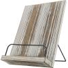 MyGift Torched Wood Cookbook Stand – Recipe Binder Reading Book Display and iPad Tablet Easel with Metal Page Holder and Kickstand(Torched Wood)