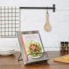 MyGift Torched Wood Cookbook Stand – Recipe Binder Reading Book Display and iPad Tablet Easel with Metal Page Holder and Kickstand(Torched Wood)