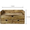 MyGift Torched Wood Desk Organizer, Document and Paper Holder Cabinet with 3 Drawer Office Supplies Storage Organizer