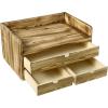 MyGift Torched Wood Desk Organizer, Document and Paper Holder Cabinet with 3 Drawer Office Supplies Storage Organizer