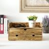 MyGift Torched Wood Desk Organizer, Document and Paper Holder Cabinet with 3 Drawer Office Supplies Storage Organizer