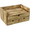 MyGift Torched Wood Desk Organizer, Document and Paper Holder Cabinet with 3 Drawer Office Supplies Storage Organizer