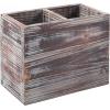 MyGift Torched Wood Kitchen Utensil Holder Organizer, Countertop Flatware Silverware Cooking Utensil Crock Storage Caddy with 2 Compartments