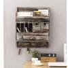 MyGift Torched Wood Wall Mounted Entryway Organizer with Mail Holder and Multiple Accessories Storage Compartments, Pull Out Drawers and 4 Dual Key Hooks