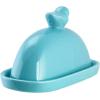 MyGift Turquoise Blue Bird Decorative Ceramic Butter Dish and Lid Cover