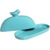 MyGift Turquoise Blue Bird Decorative Ceramic Butter Dish and Lid Cover