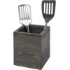 MyGift Vintage Gray Solid Wood Kitchen Countertop Utensil Holder, Cooking Utensil Crock and Flatware Storage Caddy(Gray)
