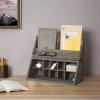 MyGift Vintage Grey Solid Wood Desktop Organizer