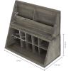 MyGift Vintage Grey Solid Wood Desktop Organizer