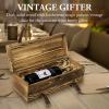 MyGift Vintage Wooden Wine Gift Box – Single Bottle Holder with Locking Latch & Leather Straps, Rustic Brown Wedding Champagne, Beer (14x5x5 Inches)