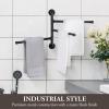 MyGift Wall Mounted Bathroom Towel Rack, Metal Industrial Pipe Design Swivel 3 Bar Towel Rack (Matte Black)(Black)