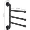 MyGift Wall Mounted Bathroom Towel Rack, Metal Industrial Pipe Design Swivel 3 Bar Towel Rack (Matte Black)(Black)
