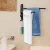 MyGift Wall Mounted Bathroom Towel Rack, Metal Industrial Pipe Design Swivel 3 Bar Towel Rack (Matte Black)(Matte Black)