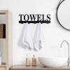MyGift Wall Mounted Black Metal Towel Rack with 5 Dual Hooks and Cut Out Towels Design, Decorative Hanging Towel Hooks(Black)