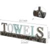 MyGift Wall Mounted Black Metal Towel Rack with 5 Dual Hooks and Cut Out Towels Design, Decorative Hanging Towel Hooks(Multicolor)
