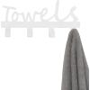 MyGift Wall Mounted Black Metal Towel Rack with 5 Dual Hooks and Cut Out Towels Design, Decorative Hanging Towel Hooks(Small White)