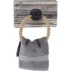 MyGift Wall Mounted Industrial Black Metal Pipe and Rustic Rope Towel Ring with Urban Torched Solid Wood Backing, Hanging Washcloth Dishcloth Holder for Bathroom or Kitchen(Torched Wood)