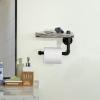 MyGift Wall Mounted Toilet Paper Holder with Industrial Metal Pipe Bar and Whitewashed Solid Wood Floating Display Shelf