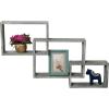 MyGift Wall Mounted Weathered Gray Wood Interlocking Floating Shelves, Shadow Box Display Wall Shelf, Set of 3