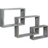 MyGift Wall Mounted Weathered Gray Wood Interlocking Floating Shelves, Shadow Box Display Wall Shelf, Set of 3