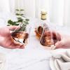 MyGift Whiskey Glass Set of 4, Snifter Drinking Tumblers with Angled Copper Design
