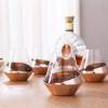 MyGift Whiskey Glass Set of 4, Snifter Drinking Tumblers with Angled Copper Design