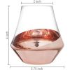 MyGift Whiskey Glass Set of 4, Snifter Drinking Tumblers with Angled Copper Design