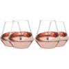 MyGift Whiskey Glass Set of 4, Snifter Drinking Tumblers with Angled Copper Design