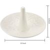MyGift White Ceramic Ring Dish Holder, Jewelry Engagement Ring Holder, Trinket Tray with Gold Trim(White)