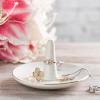 MyGift White Ceramic Ring Dish Holder, Jewelry Engagement Ring Holder, Trinket Tray with Gold Trim(White Ceramic)