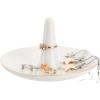 MyGift White Ceramic Ring Dish Holder, Jewelry Engagement Ring Holder, Trinket Tray with Gold Trim(White Ceramic)